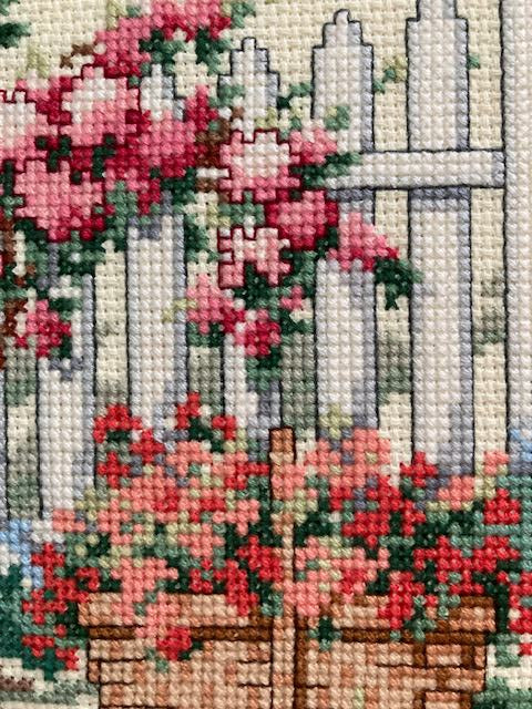 Basket and Crepe Myrtle Cross Stitch