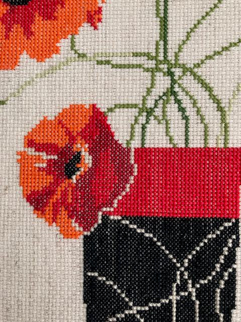 Poppies in Vase Cross Stitch