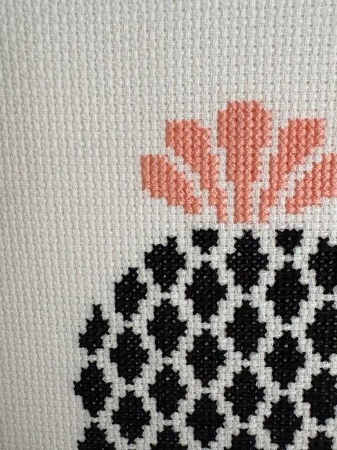 Succulent in Peach Pot Cross Stitch