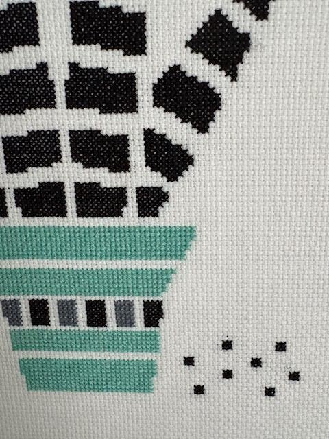 Succulent in Green Pot Cross Stitch
