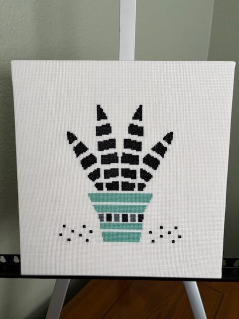 Succulent in Green Pot Cross Stitch