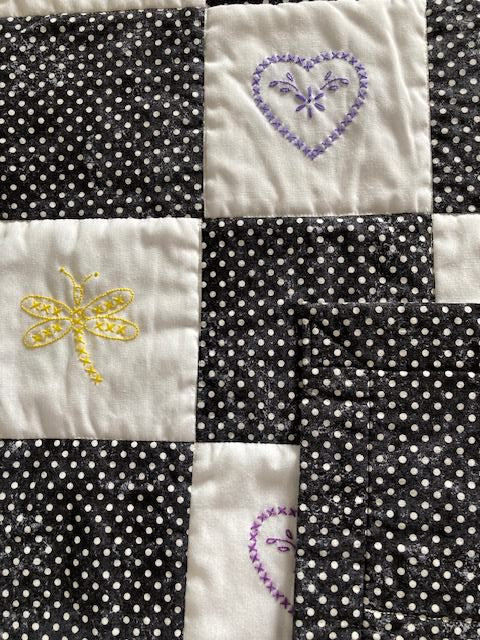 Mom's Sampler Embroidered Handmade Quilt