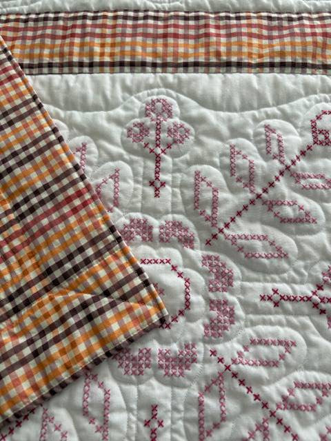 Vintage Sampler Embroidered VI Handmade Quilt
