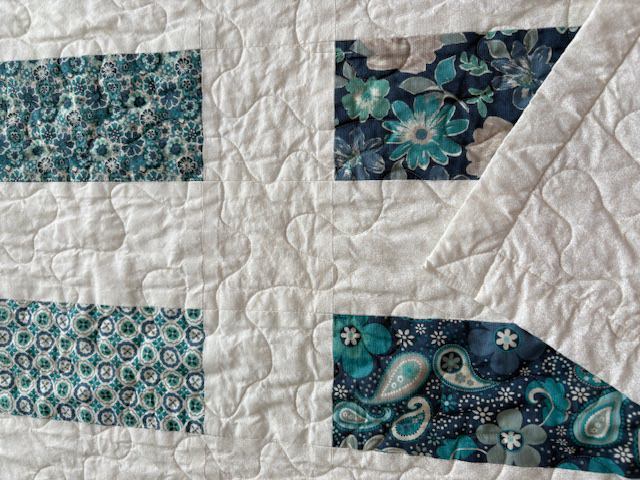 Turquoise Floral Handmade Quilt