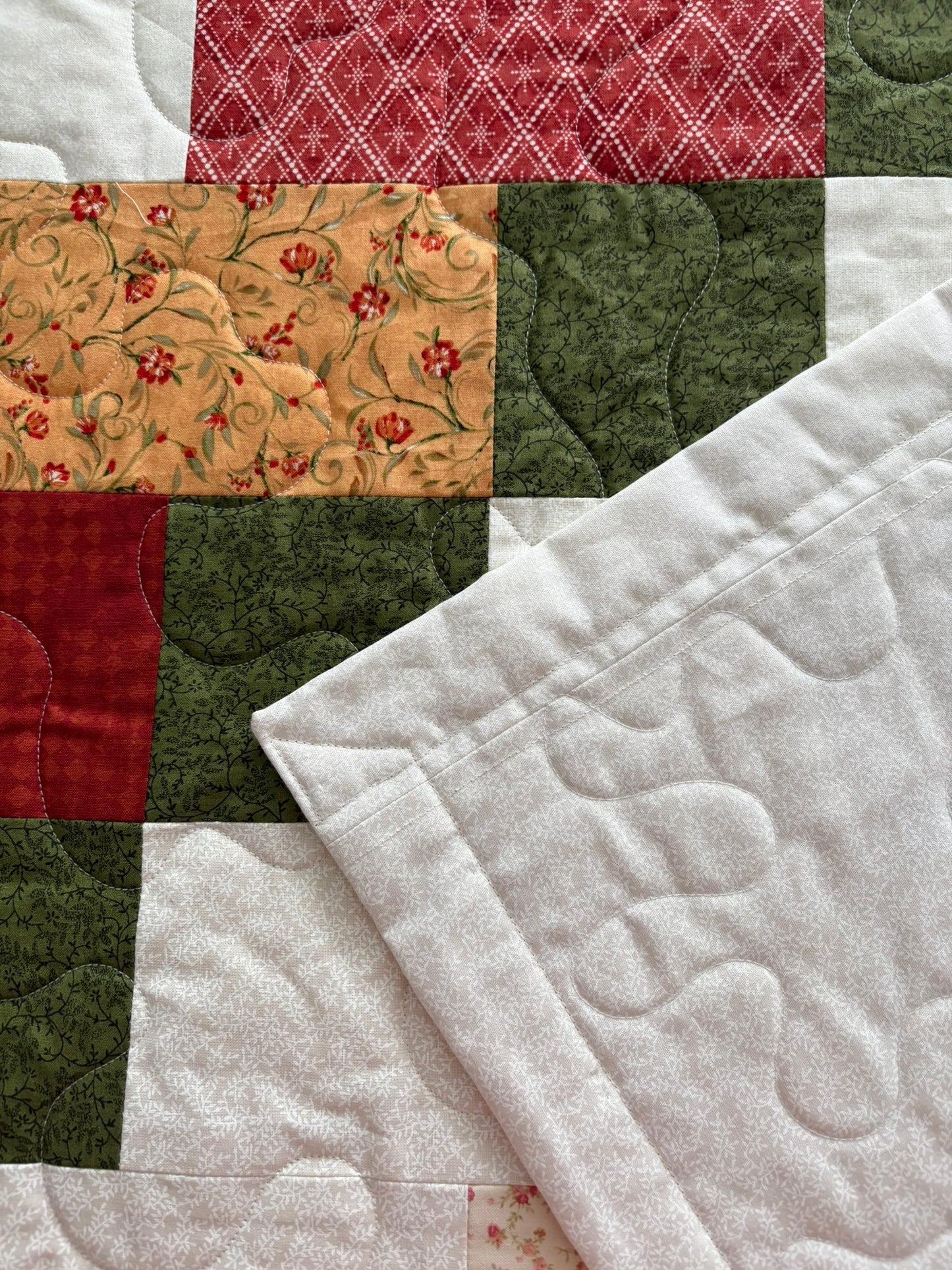 Fall Color Florals Handmade Quilt