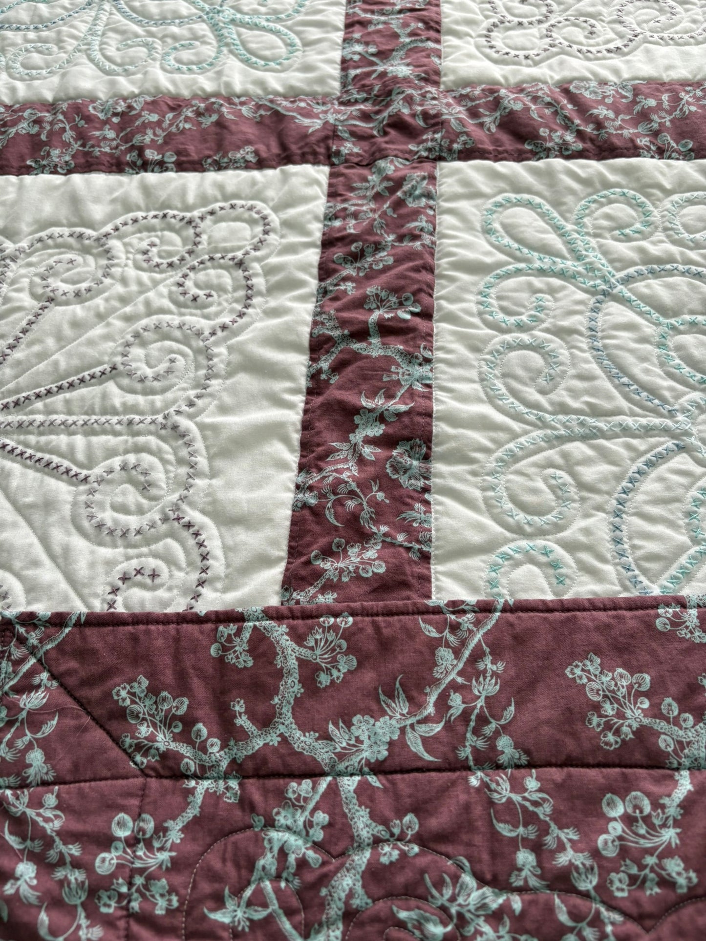 Vintage Sampler Embroidered Blocks VII Handmade Quilt
