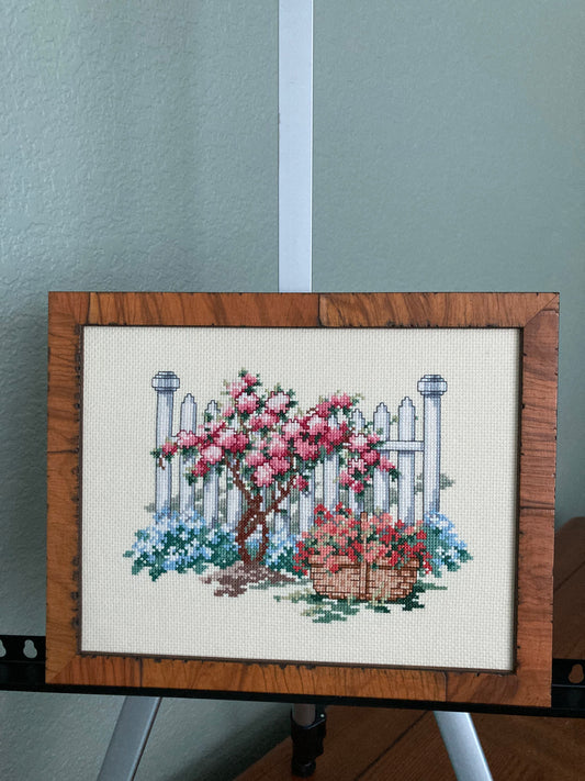 Basket and Crepe Myrtle Cross Stitch