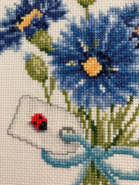 Blue Flowers Gift Bouquet Cross Stitch