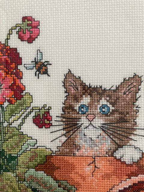 Geranium Kittens Cross Stitch