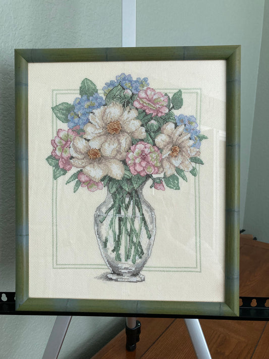 Flowers in Tall Vase Cross Stitch