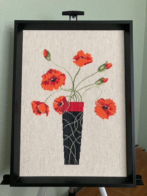 Poppies in Vase Cross Stitch