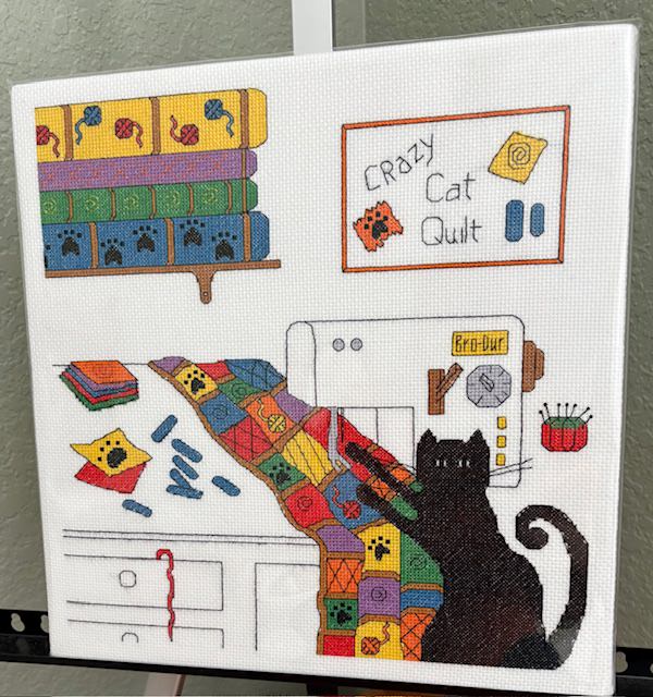 Crazy Quilt Cat Cross Stitch