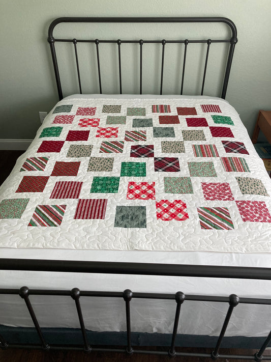 Connected Squares II Christmas Handmade Quilt