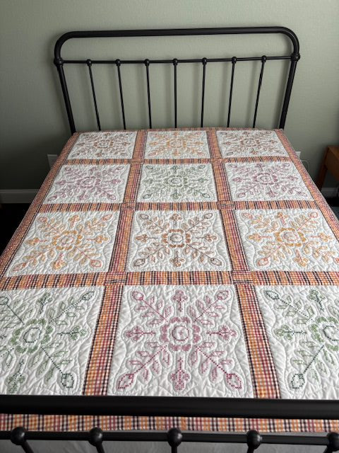 Vintage Sampler Embroidered VI Handmade Quilt