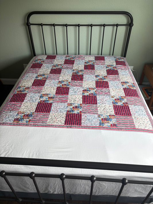 Red, White, and Blue Handmade Quilt