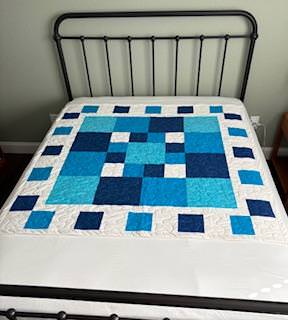 Blue Squares Handmade Quilt