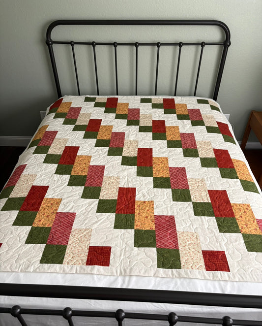 Fall Color Florals Handmade Quilt