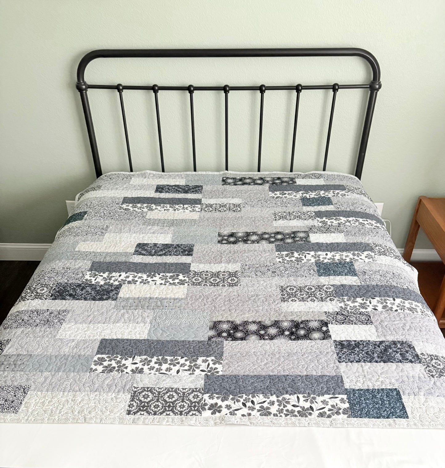 Gray and White Variety Handmade Quilt