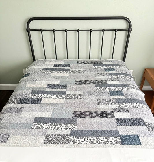 Gray and White Variety Handmade Quilt