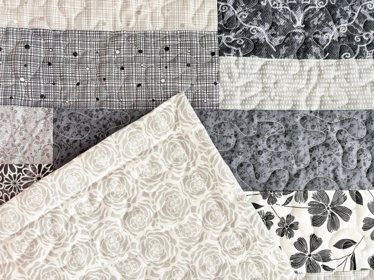 Gray and White Variety Handmade Quilt