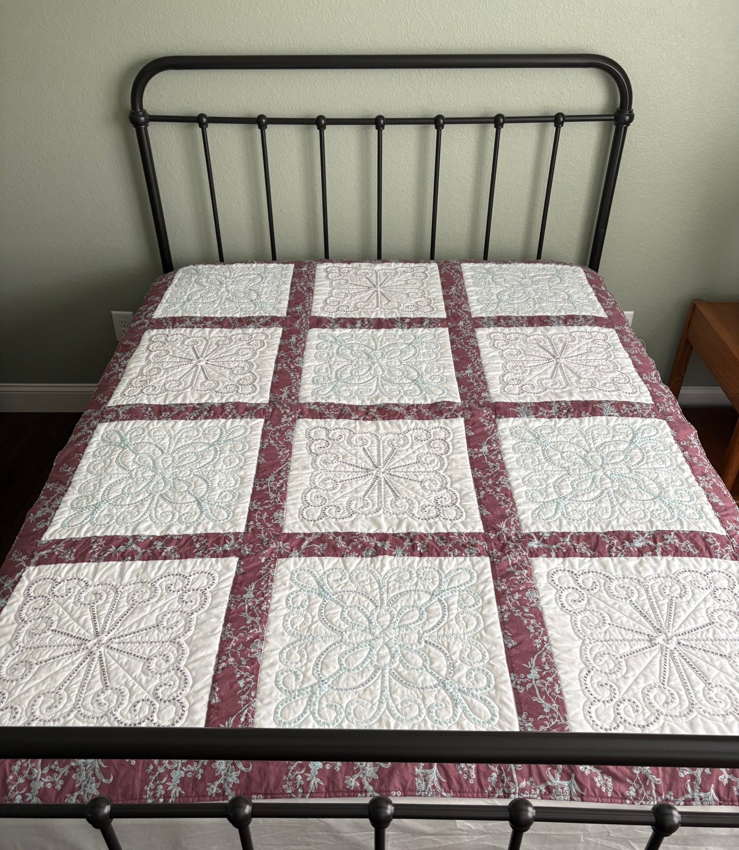 Vintage Sampler Embroidered Blocks VII Handmade Quilt