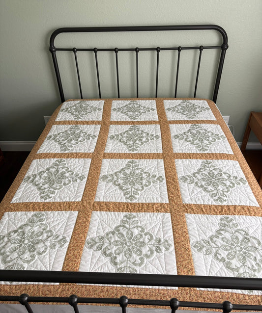 Vintage Sampler Embroidered Blocks VIII Handmade Quilt