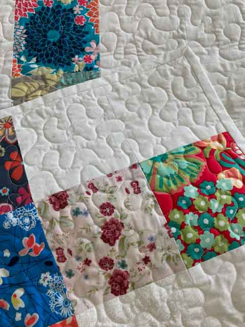 carpenters square handmade quilt multicolor close up