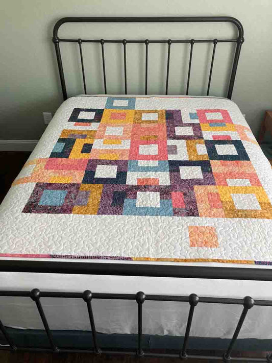 handmade block step quilt multi color batik fabric